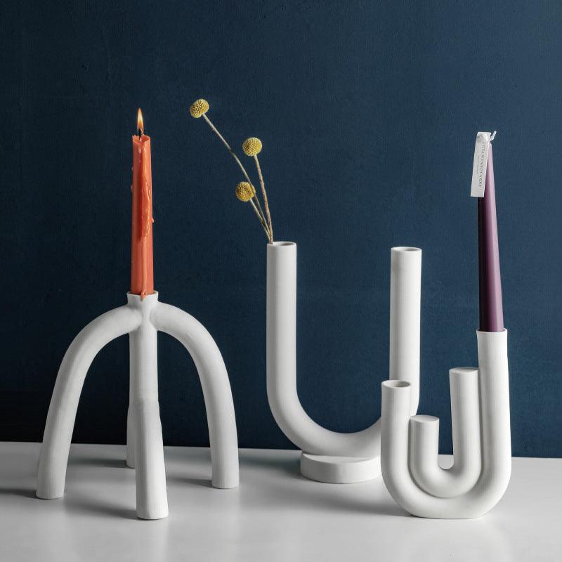 Clay White Creative Candle Holder