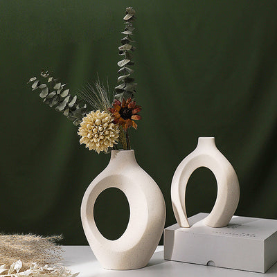 Hollow Ceramic Vase Set of 2 – Modern Nordic Minimalist Decor