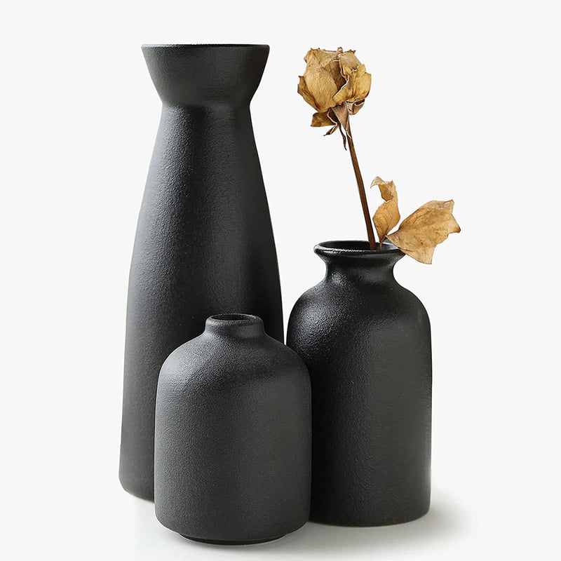 3-Piece Ceramic Vase Set – Modern Home Decor for Living Room & Shelf