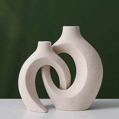 Hollow Ceramic Vase Set of 2 – Modern Nordic Minimalist Decor