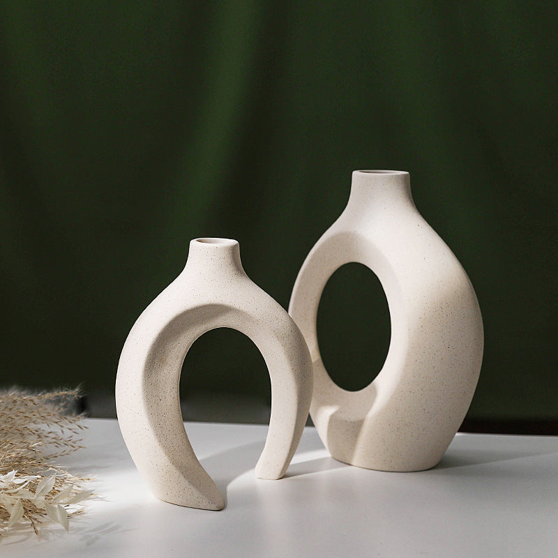 Hollow Ceramic Vase Set of 2 – Modern Nordic Minimalist Decor