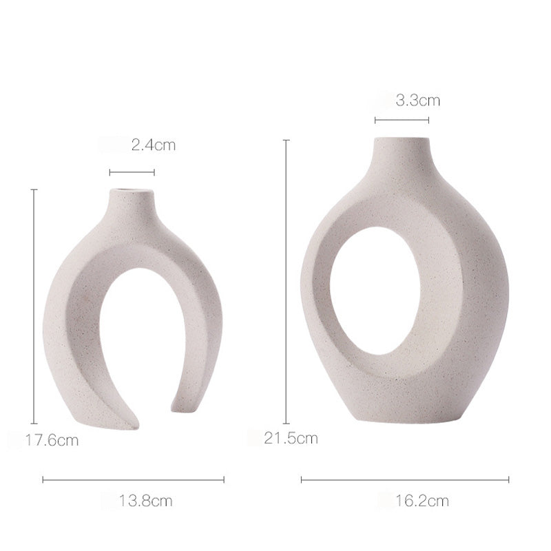 Hollow Ceramic Vase Set of 2 – Modern Nordic Minimalist Decor