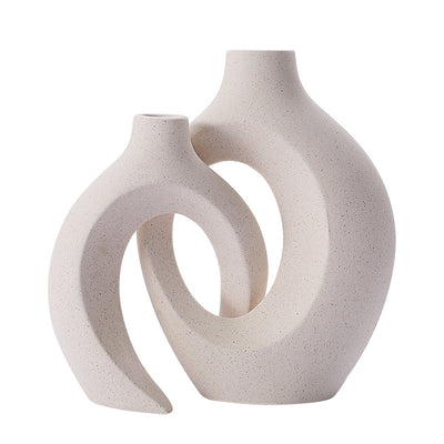 Hollow Ceramic Vase Set of 2 – Modern Nordic Minimalist Decor