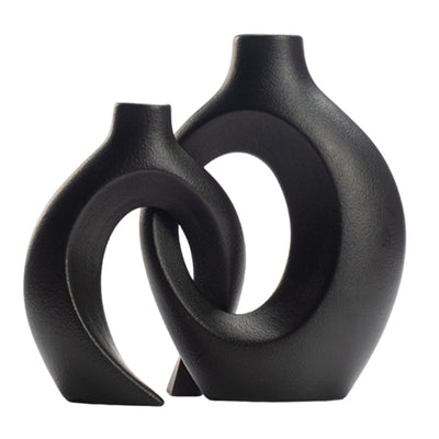 Hollow Ceramic Vase Set of 2 – Modern Nordic Minimalist Decor