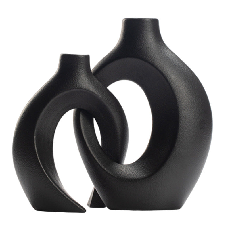 Hollow Ceramic Vase Set of 2 – Modern Nordic Minimalist Decor