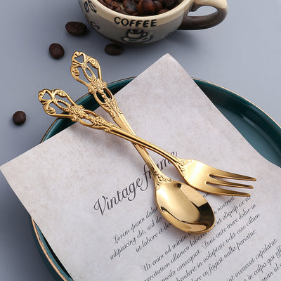 Hollow Carved Dessert Spoon Set