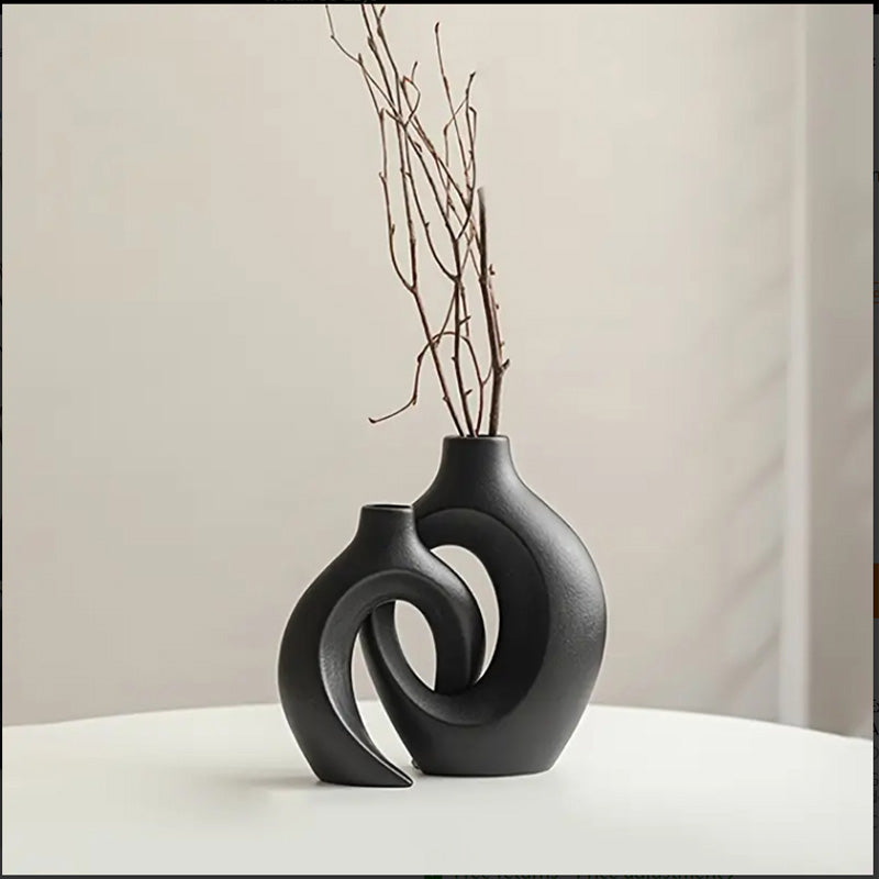 Hollow Ceramic Vase Set of 2 – Modern Nordic Minimalist Decor