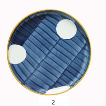 10 Inch Patterned Ceramic Plate in Navy