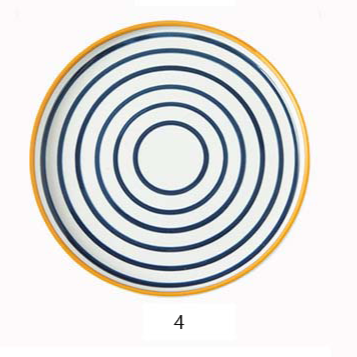 10 Inch Patterned Ceramic Plate in Navy