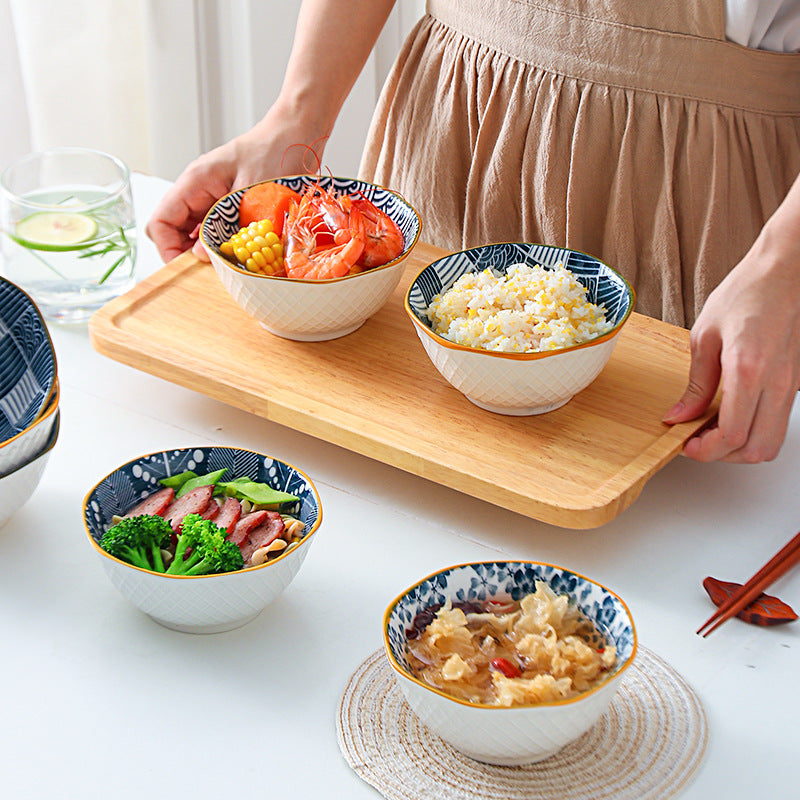 5 Inch Stylish Japanese Ceramic Octagon Bowl