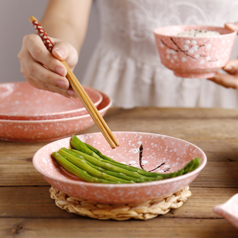 7 Inch Japanese Cherry Blossom Ceramic Plate