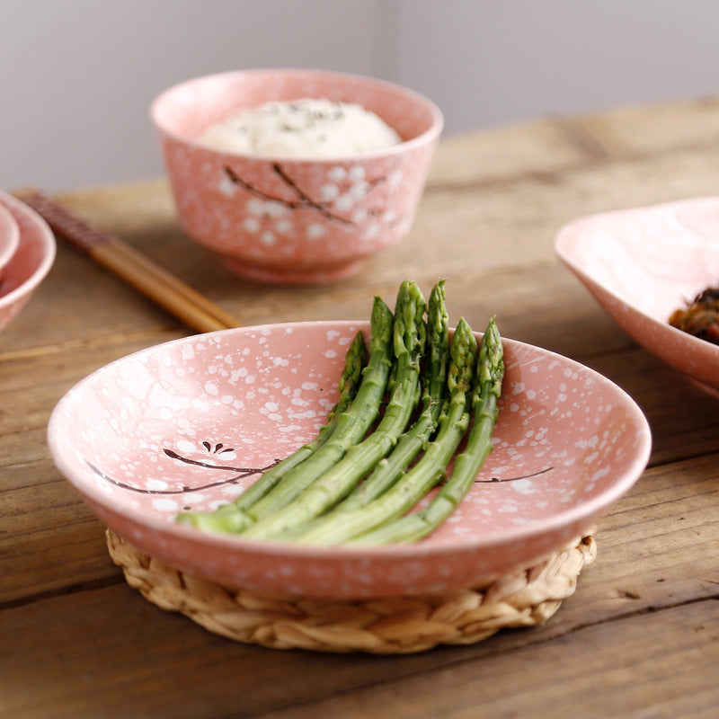 7 Inch Japanese Cherry Blossom Ceramic Plate