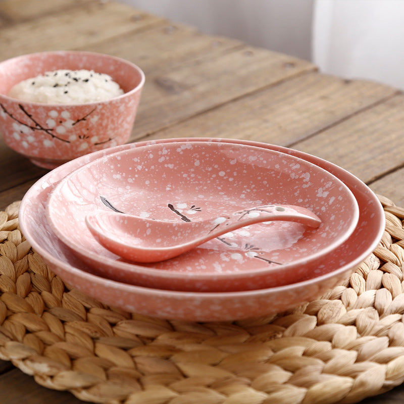 7 Inch Japanese Cherry Blossom Ceramic Plate