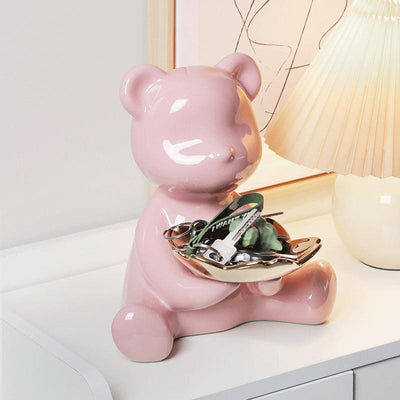 Chrome Bear Trinket & Key Holder Home Decor.