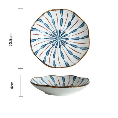 8 Inch Lotus Shaped Water Droplet Design Ceramic Plate.