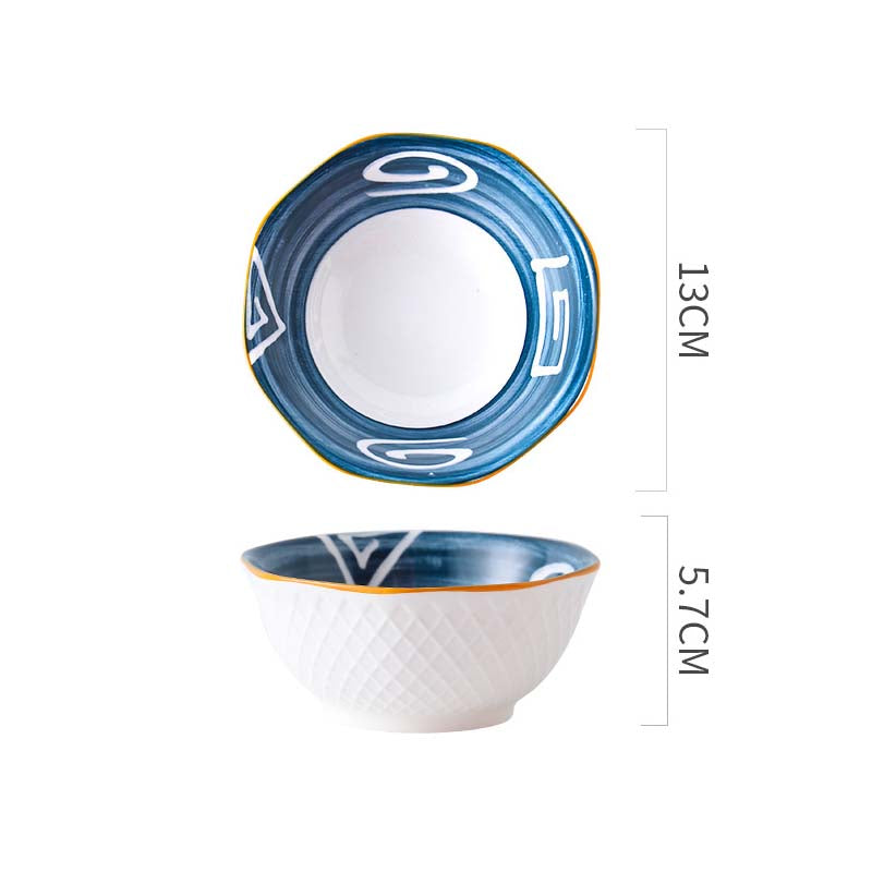 13cm Patterned Ceramic Bowl in Navy