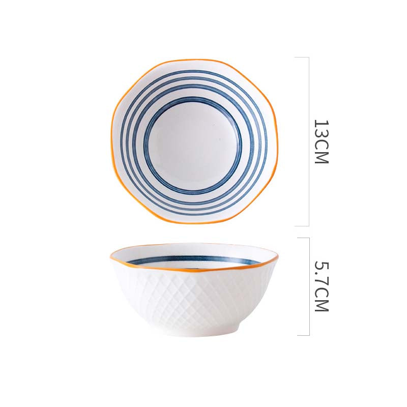 13cm Patterned Ceramic Bowl in Navy