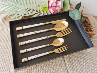 5 Piece Marble Cutlery Set