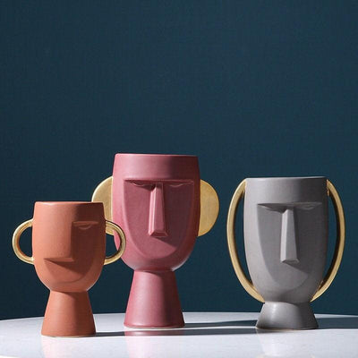 Modern Art Human Face Ceramic Vase Home Decor Abstract Vases