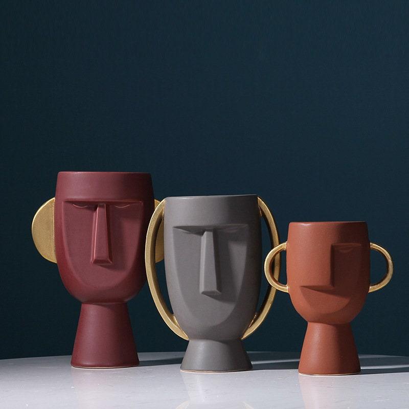 Modern Art Human Face Ceramic Vase Home Decor Abstract Vases