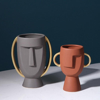 Modern Art Human Face Ceramic Vase Home Decor Abstract Vases