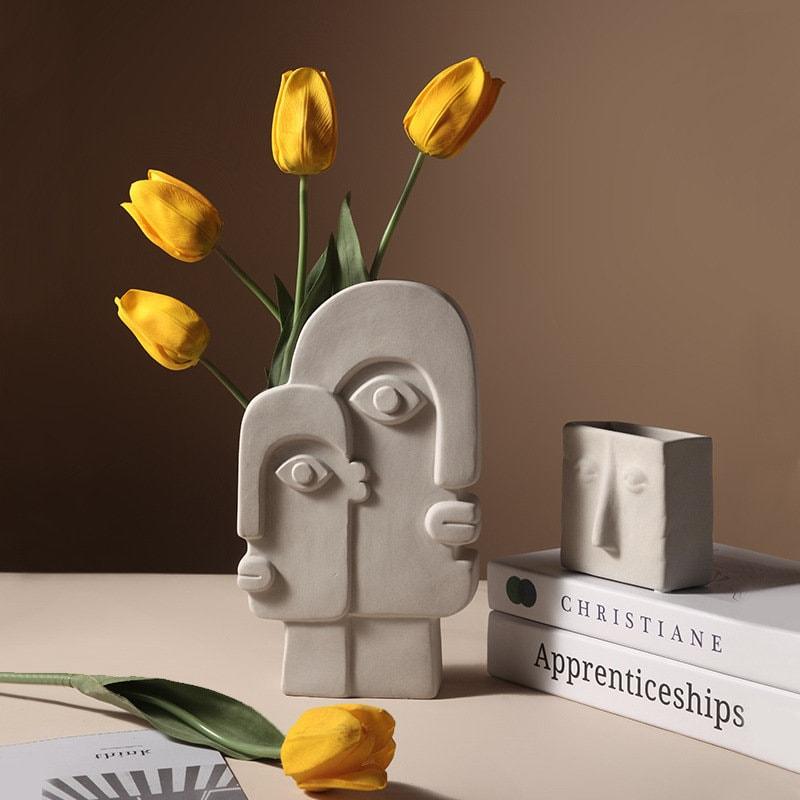 Modern Art abstract face home decor vase