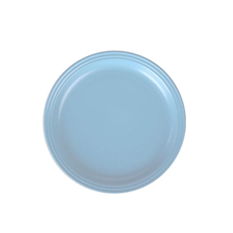 Classic European rim dinner plate, Ceramic dinnerware in Light Blue and White