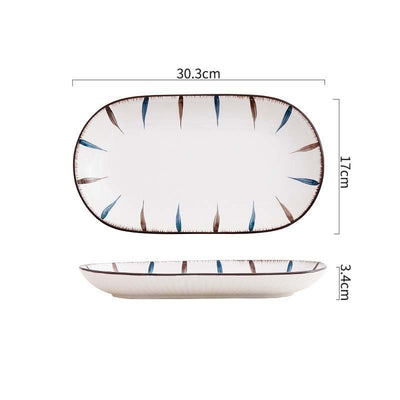 Striped Rim Design Modern Ceramic Tableware, Stylish Japanese Design Pattern