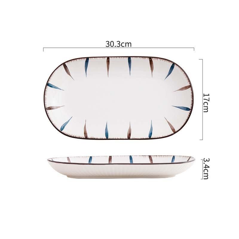 Striped Rim Design Modern Ceramic Tableware, Stylish Japanese Design Pattern