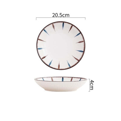 Striped Rim Design Modern Ceramic Tableware, Stylish Japanese Design Pattern