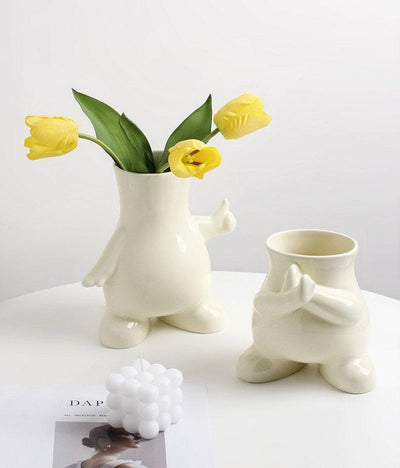 Modern Monochrome Art Vase, Cute Ceramic vase, Home Decor