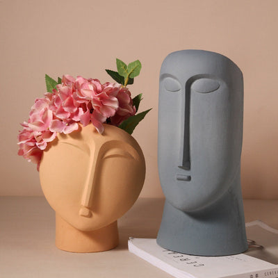 Abstract Face Ceramic Vase, Modern Minimalist Vase