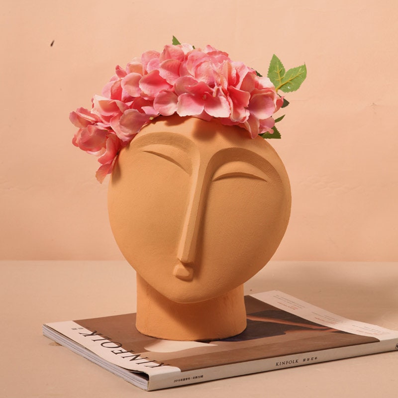 Abstract Face Ceramic Vase, Modern Minimalist Vase