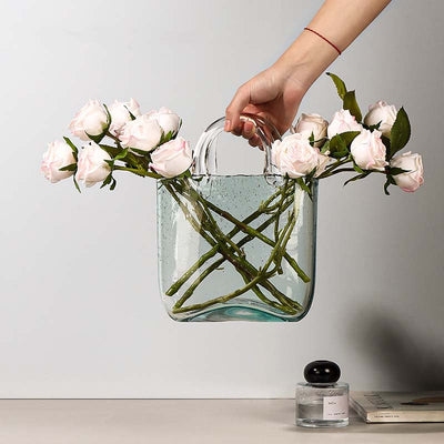 Modern Art Décor Glass Tote Bag Vase