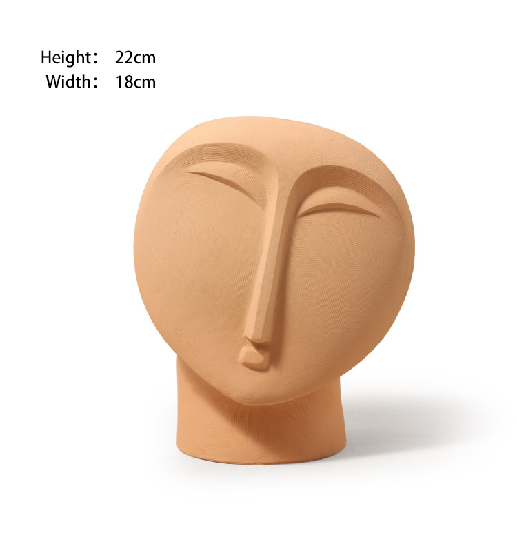 Abstract Face Ceramic Vase, Modern Minimalist Vase