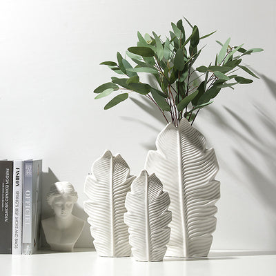 Nordic Ceramic Leaf Vase Home Decor