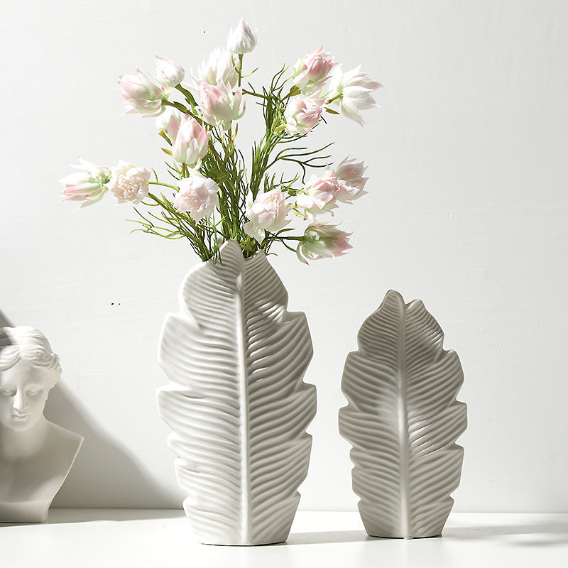 Nordic Ceramic Leaf Vase Home Decor