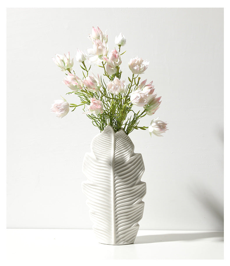 Nordic Ceramic Leaf Vase Home Decor